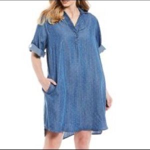 3 for $18 Chelsea & Theodore denim polka dot dress w sleeves